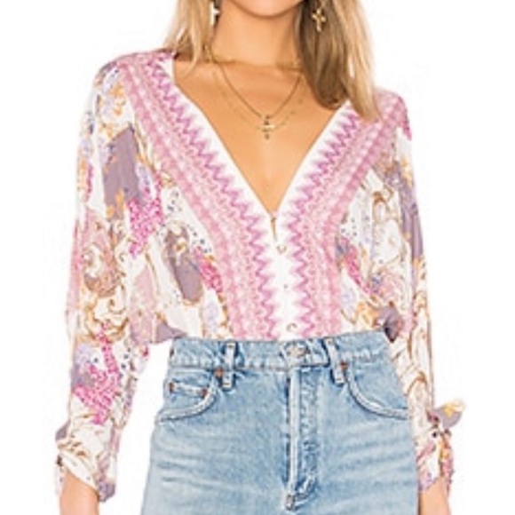 Free people catch me if you can button-down floral, kimono, BoHo blouse. - Picture 4 of 14
